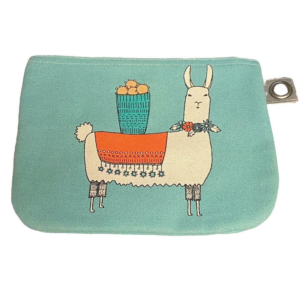 Danica Studio Llama Cute Make Up Bag Organizer Cactus Print Canvas Pouch Clutch